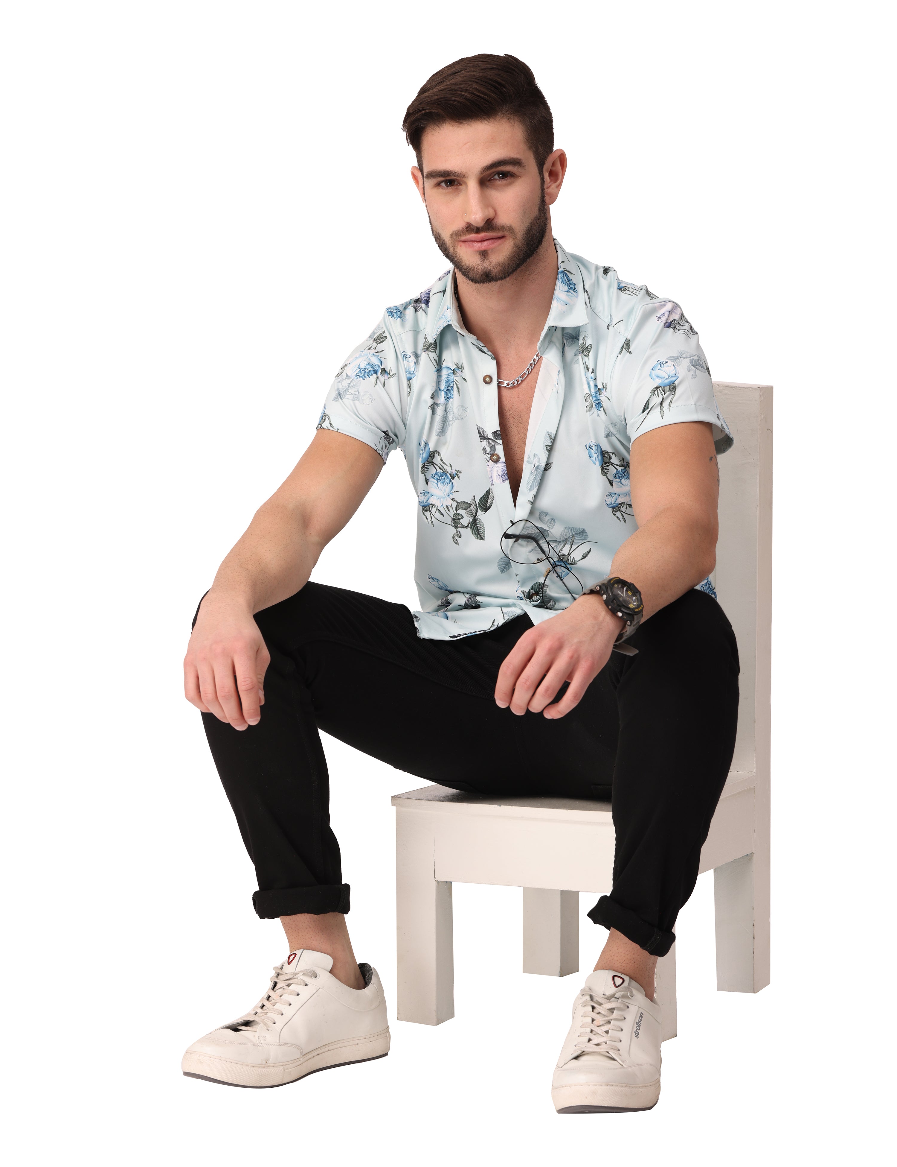 Floral White Half Sleeve Shirt