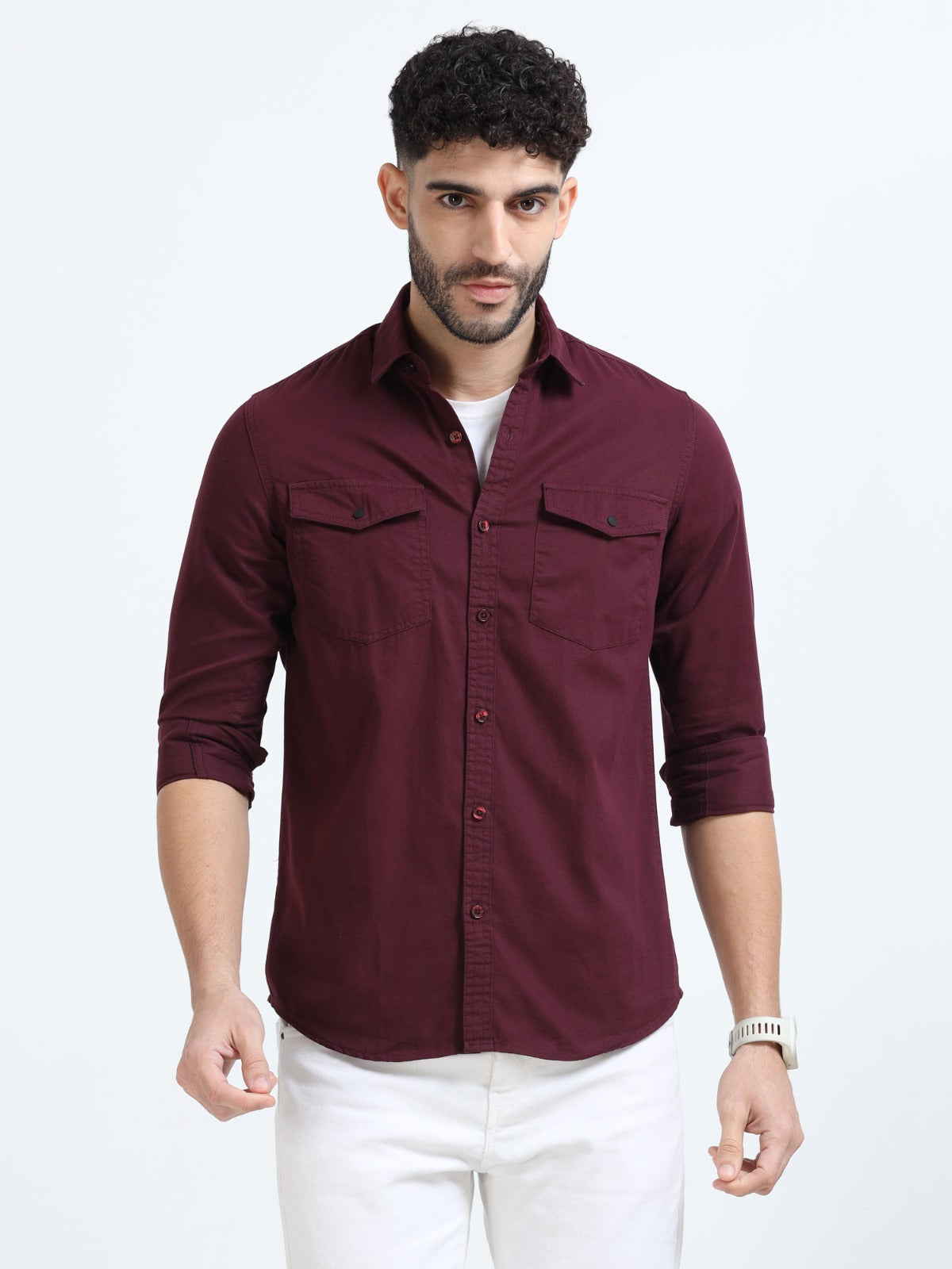 Double Pocket Maroon Shirt
