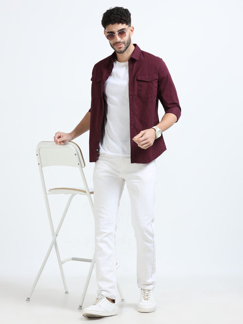 Double Pocket Maroon Shirt